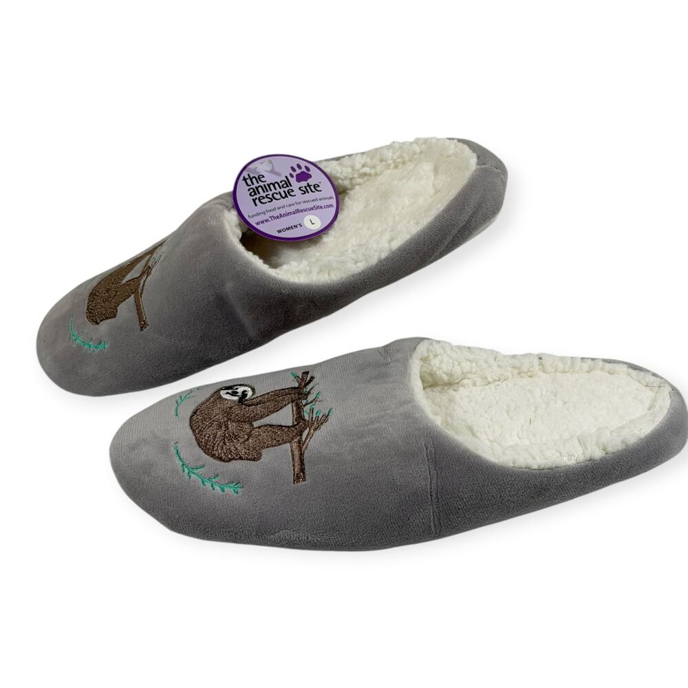 The Animal Rescue Site Sloth Slippers, NWT, Gray, Women's Large, 10